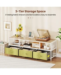 Gouun 55 in Tv Stand with Power Outlets and Fabric Storage Drawers