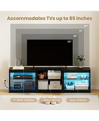 Gouun 77 in Led Entertainment Center with Power Outlets for TVs up to 85