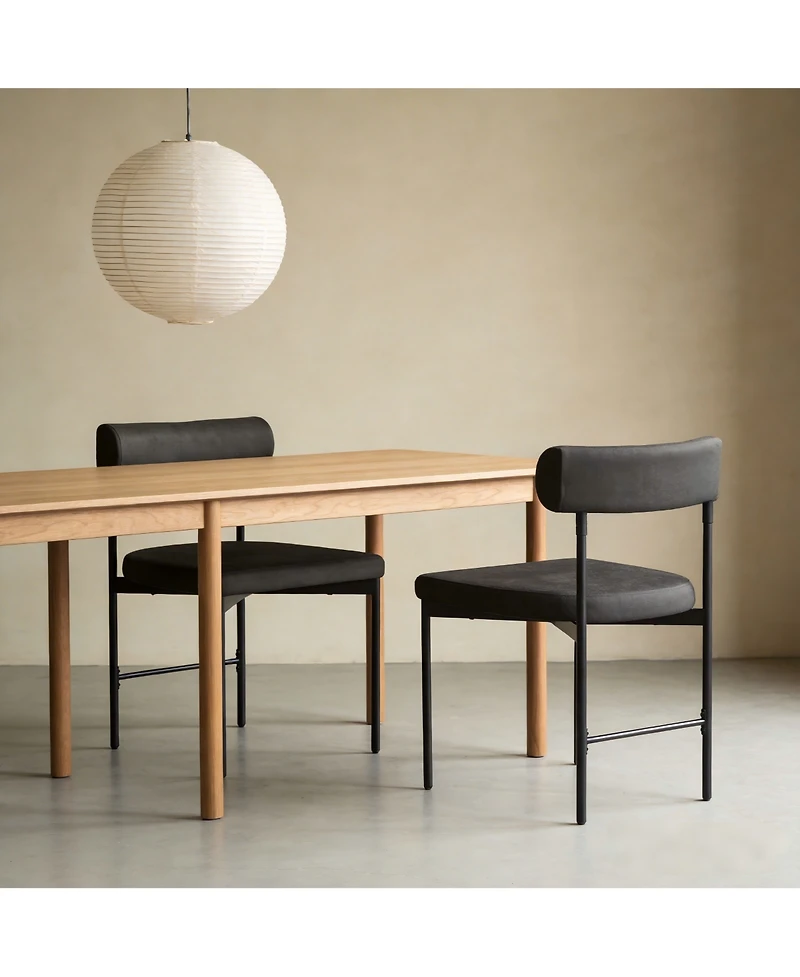 Gouun Faux Leather Upholstered Kitchen Side Chairs Set of 2 with Padded Backrest