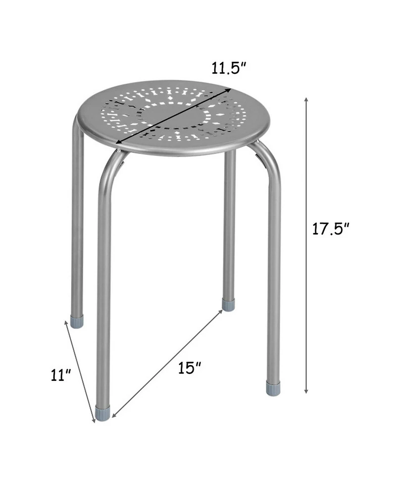 Gouun Stackable Round Metal Stools Set of 6 with Daisy Cutout Design
