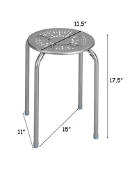Gouun Stackable Round Metal Stools Set of 6 with Daisy Cutout Design