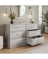 Flynama 5 Drawer Rustic Gray Dresser Easy Clean Cabinet for Home Office Home Furniture With Spacious Drawers Easy Assembly Durab