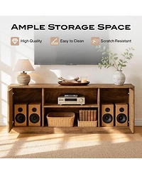 Tribesigns Tv Stand, Farmhouse Entertainment Center for TVs, Fluted Media Console with Open Storage and Side Cabinets