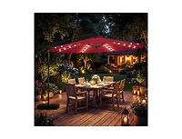 Slickblue Outdoor Cantilever Patio Umbrella with Solar Led Lights, Hanging Design