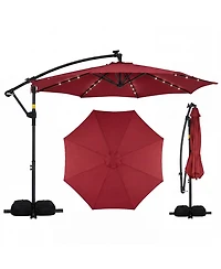 Slickblue Outdoor Cantilever Patio Umbrella with Solar Led Lights, Hanging Design