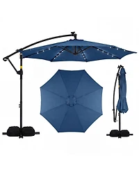 Slickblue Outdoor Cantilever Patio Umbrella with Solar Led Lights, Hanging Design