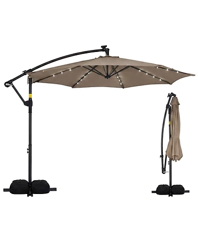 Slickblue Outdoor Cantilever Patio Umbrella with Solar Led Lights, Hanging Design