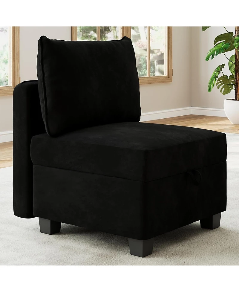 gaomon Modular Sectional Sofa with Under-Seat Large Storage, 3 Seat Couch with 3 Ottomans, U Shaped Couch with Wooden Frame and Velvet Upholstery