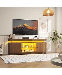 gaomon Tv Stand, Entertainment Center for Tvs , Modern Tv Stand with Storage, Power Outlets and Adjustable Shelf, TV Console LivingRoom