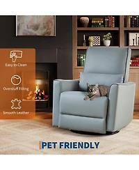 gaomon 360degree(s) Swivel Rocking Recliner Chair, Manual Fabric Glider with Lumbar Support, Padded Armrests, Footrest, Living Room