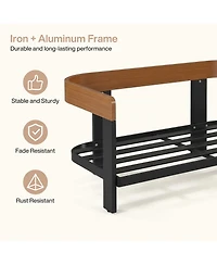 Tribesigns Outdoor Patio Sofa with Cushions, Metal Frame Patio Couch with Thick Cushions, Outdoor Seating