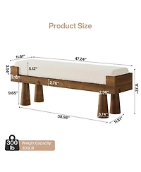 Tribesigns 47.24'' Entryway Bench, End of Bed Bench with Berber Fleece Cushion, Wooden Shoe Bench