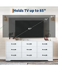 gaomon Modern Wood Tv Stand with Mount and 9 Drawers