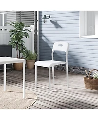 gaomon Stackable Dining Chair, Plastic Seat with Ergonomic Back and Metal Legs, Waterproof, Easy Assembly, Single Pack