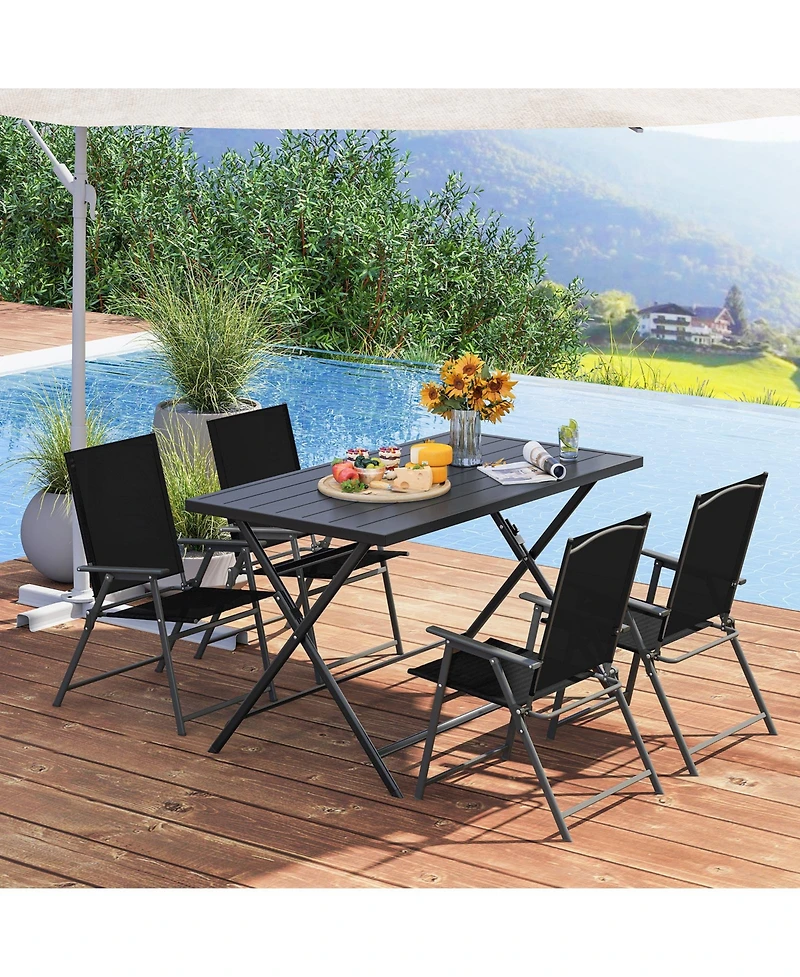 Gouun Foldable Rectangular Metal Patio Dining Table