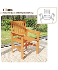 Gouun Set of 2 Solid Wood Patio Chairs with Inclined Backrests and Armrests