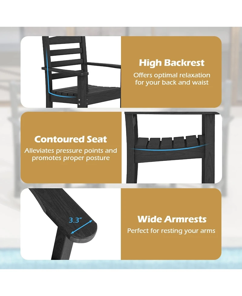 Gouun Set of 2 Hdpe All-Weather Patio Dining Chairs with Wide Armrests