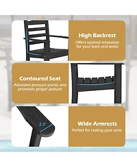 Gouun Set of 2 Hdpe All-Weather Patio Dining Chairs with Wide Armrests
