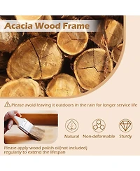 Gouun Set of 2 Acacia Wood Patio Dining Chairs with Removable Padded Cushions