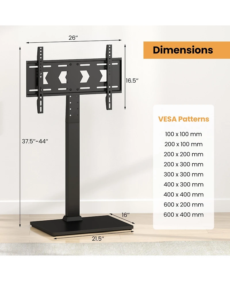 Gouun Height-Adjustable Floor Tv Stand with Swivel Mount for 32-70 Inch TVs