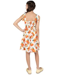 Rare Editions Girls' 7-16 Peach Print Paneled Skater Dress