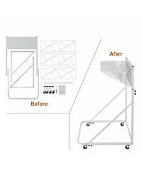 Gouun Mobile Blueprint Storage Rack with 12 Pivot Brackets Adjustable Height