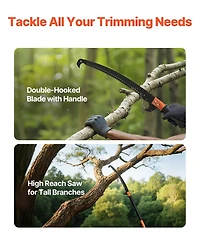 Sugift Manual Pole Saw, 4.46-26.4 ft Extendable Tree Pruner with Steel Blade, Lightweight