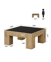 Tribesigns Square Coffee Tables for Living Room, 31.5'' Farmhouse Wooden Center Table with Sturdy Legs, Rustic Small Cocktail Tea Accent Furniture