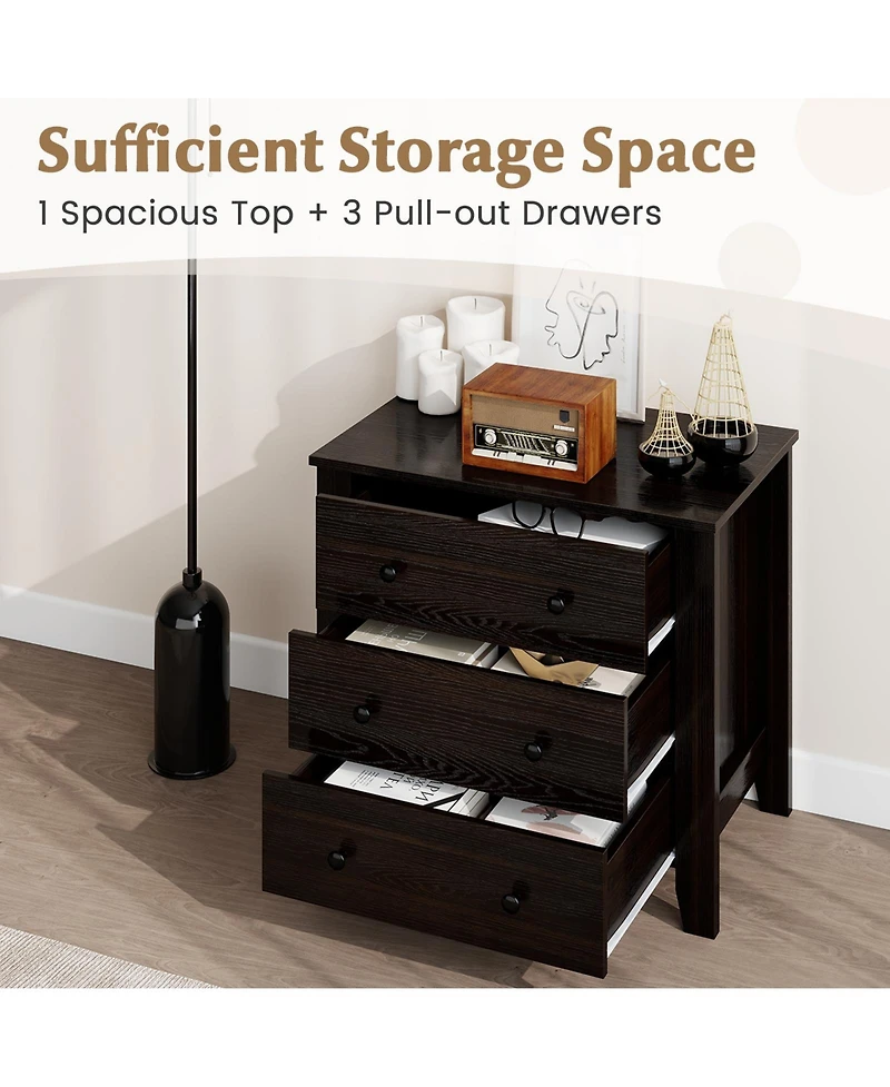 Sugift Wide Three Drawer Dresser Modern Storage Organizer