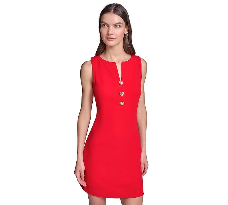Women's Notch-Neck Sleeveless Knee length Dress