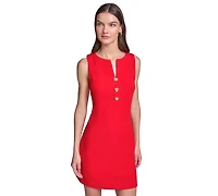Women's Notch-Neck Sleeveless Knee length Dress