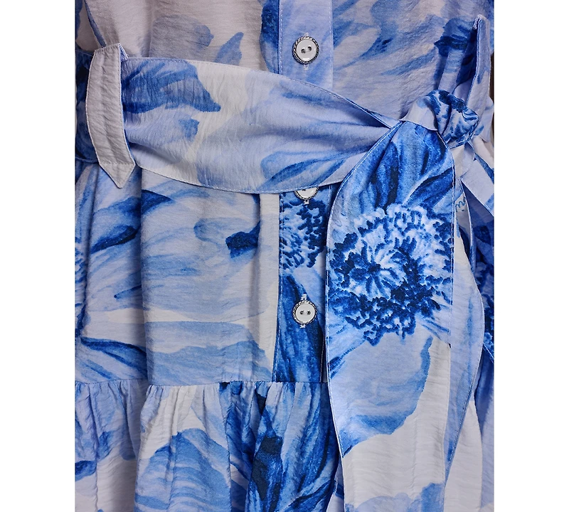 Karl Lagerfeld Paris Women's Crinkle Woven Printed Shirt Dress