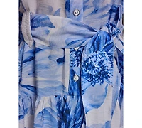 Karl Lagerfeld Paris Women's Crinkle Woven Printed Shirt Dress