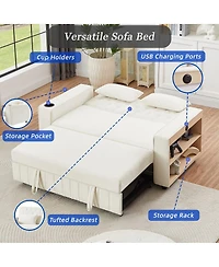 Maison Boucle Pull Out Loveseat Sofa with Adjustable Backrest for Small Space