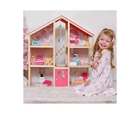 Tiny Land Sweetwood Love Dollhouse for Girls without Dolls, Diy Pretend Play 6 Rooms Wooden Doll House