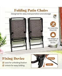 Gouun 3-Piece Patio Bistro Set with Round Tempered Glass Table and Folding Chairs