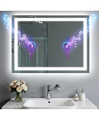 Luvodi 20" x 28" Led Bathroom Mirror with Built-In Speaker, Anti-Fog and Dimmable Backlit Lighting