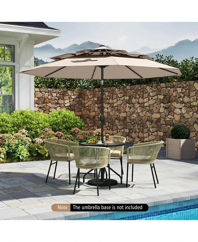 Sugift 10 ft Solar Patio Umbrella with Led Lights and Vented Top
