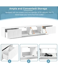 Rainsken Tv Stand with Fluted Tempered Glass Doors for TVs , Media Console Table with App-Controlled Led Light for Living Room