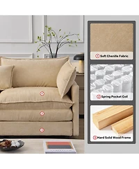 Rainsken 105" Modular Sectional Sofa, Modern L-Shaped 3-Seater Couch, Convertible Chenille Fabric Sofa with Detachable Ottoman for Living Room