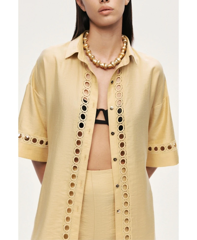 Nocturne Women's Belted Eyelet Detail Short-Sleeve Jacket