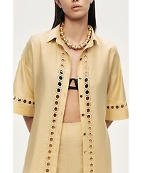 Nocturne Women's Belted Eyelet Detail Short-Sleeve Jacket