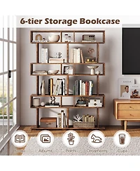 Gouun 6-Tier Geometric Bookshelf with Anti-Tipping Kits, 24 x 8 x 64