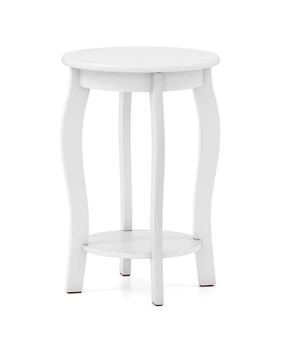 Sugift 15 Inch 2-Tier Round End Table with Storage Shelf
