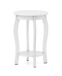 Sugift 15 Inch 2-Tier Round End Table with Storage Shelf
