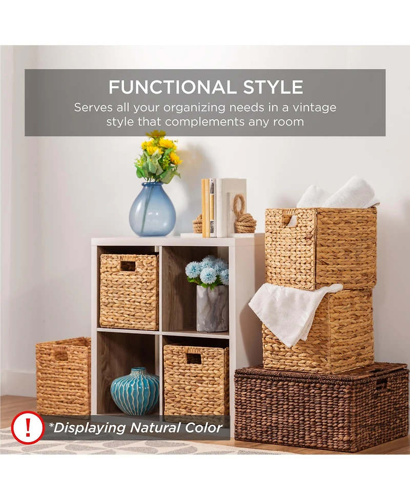 Best Choice Products 12x12in Hyacinth Baskets, Set of 5 Multipurpose Collapsible Organizers w/ Inserts