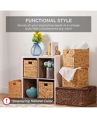 Best Choice Products 12x12in Hyacinth Baskets, Set of 5 Multipurpose Collapsible Organizers w/ Inserts