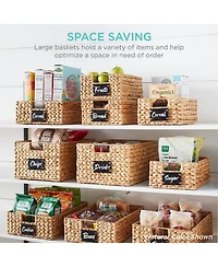 Best Choice Products Set of 2 16in Woven Water Hyacinth Pantry Baskets w/ Chalkboard Label, Chalk Marker