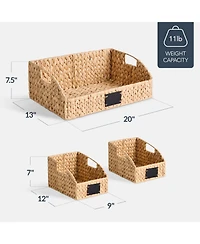 Best Choice Products Set of 3 Hyacinth Angled Pantry Storage Baskets with Handles, Chalkboard & Marker