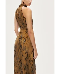 Nocturne Women's Printed Halter-Neck Maxi Dress